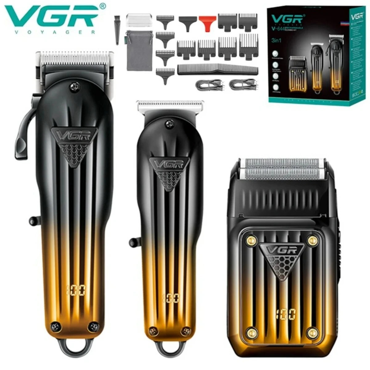 VGR Hair Trimmer Professional Electric Shaver Adjustable Trimmer Barber Clippers Beard Trimmer Razors Foil Shaver for Men V-644