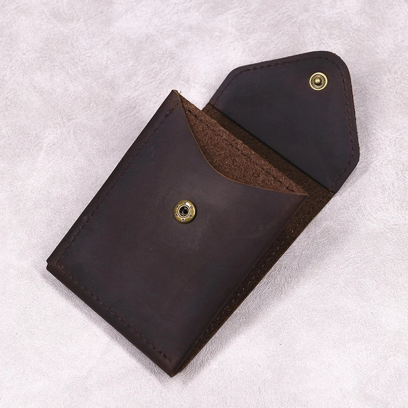 100% Genuine Leather Wallet For Men Male Original Cowhide Slim Minimalist Front Pocket Cash Wallet Card Holder With Flap Closure