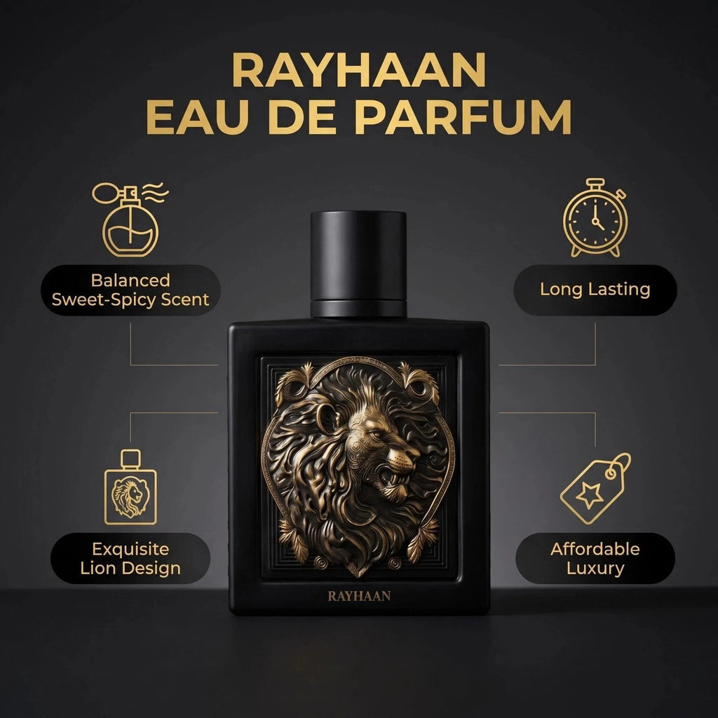 RAYHAAN Lion Men's EDP 100ml 3.4oz Bold Spicy Fougere Perfume Long Lasting Fragrance for Date Party Autumn Winter Night