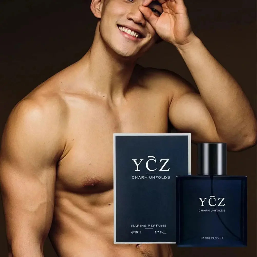 YCZ Brand 50ml Men's Cologne Blue Gentleman Woody Fragrance Natural Lasting Eau De Toilette Arab Mature Men Dating Body Spray