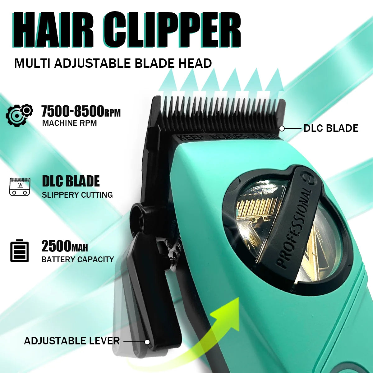 WMARK Professional Hair Clipper Shaver Hair Dryers and Spray Bottle Handheld 5 in 1 Barber KIT Gift Box Trimmer for Men NG-8637